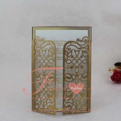 Fancy Gold Laser Cut Wedding Invitations Sydney